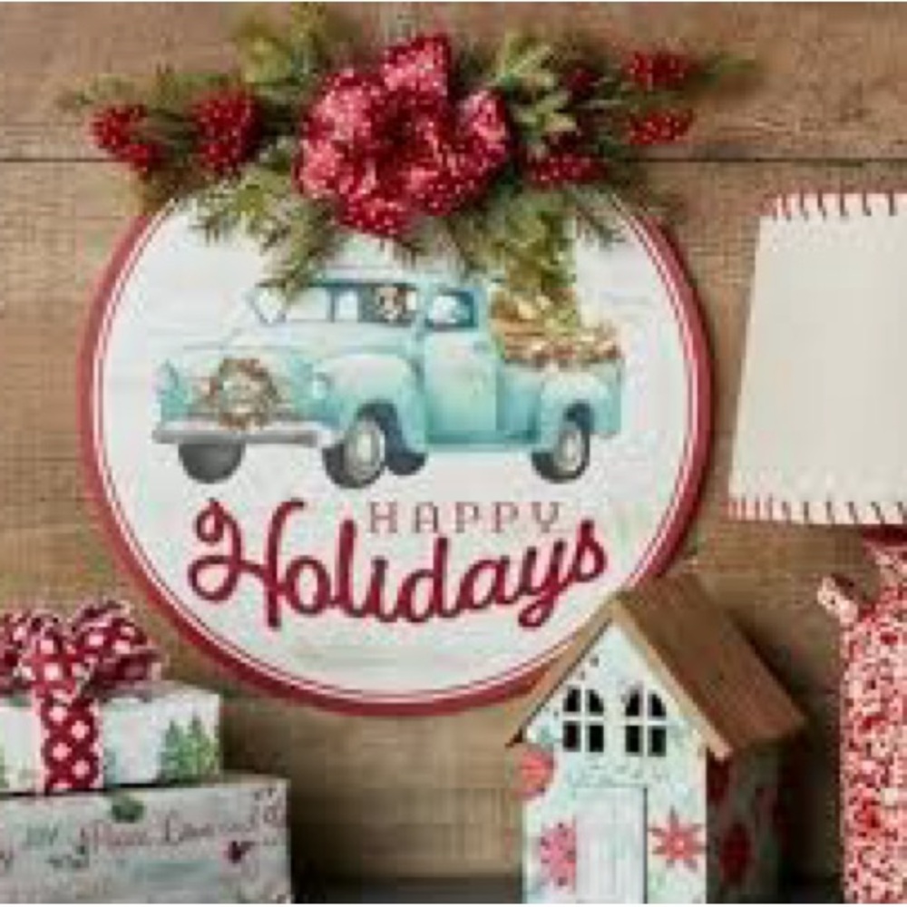 2021 🌺 New Pioneer Woman Christmas Charlie Holiday Pickup Truck Round Wall Decor